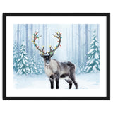 Reindeer with Christmas Lights, Deer Magical Winter Art thumbnail