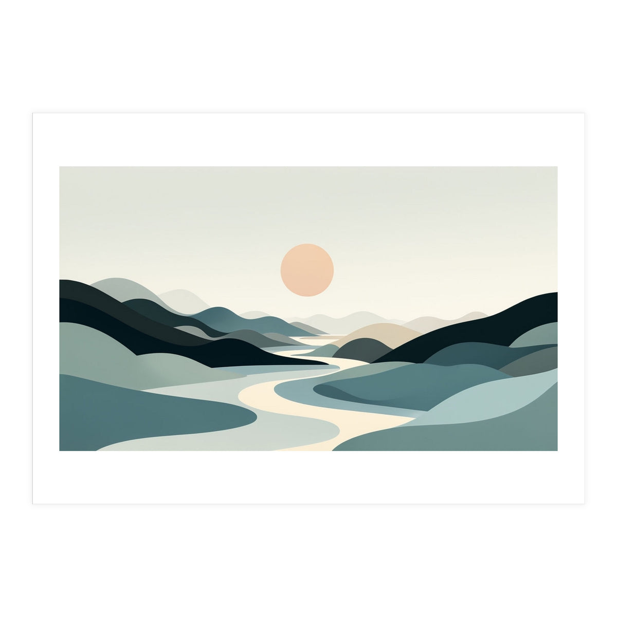 Serene Horizon: Minimalist Organic Landscape (Print Only)