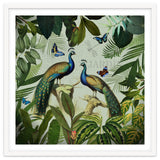 Vintage Exotic Asian Peacocks In Tropical Jungle Landscape thumbnail