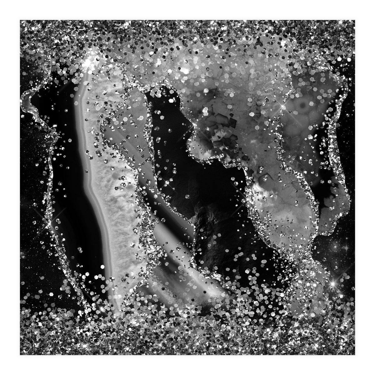 Black Glitter Agate Texture 04  (Print Only)
