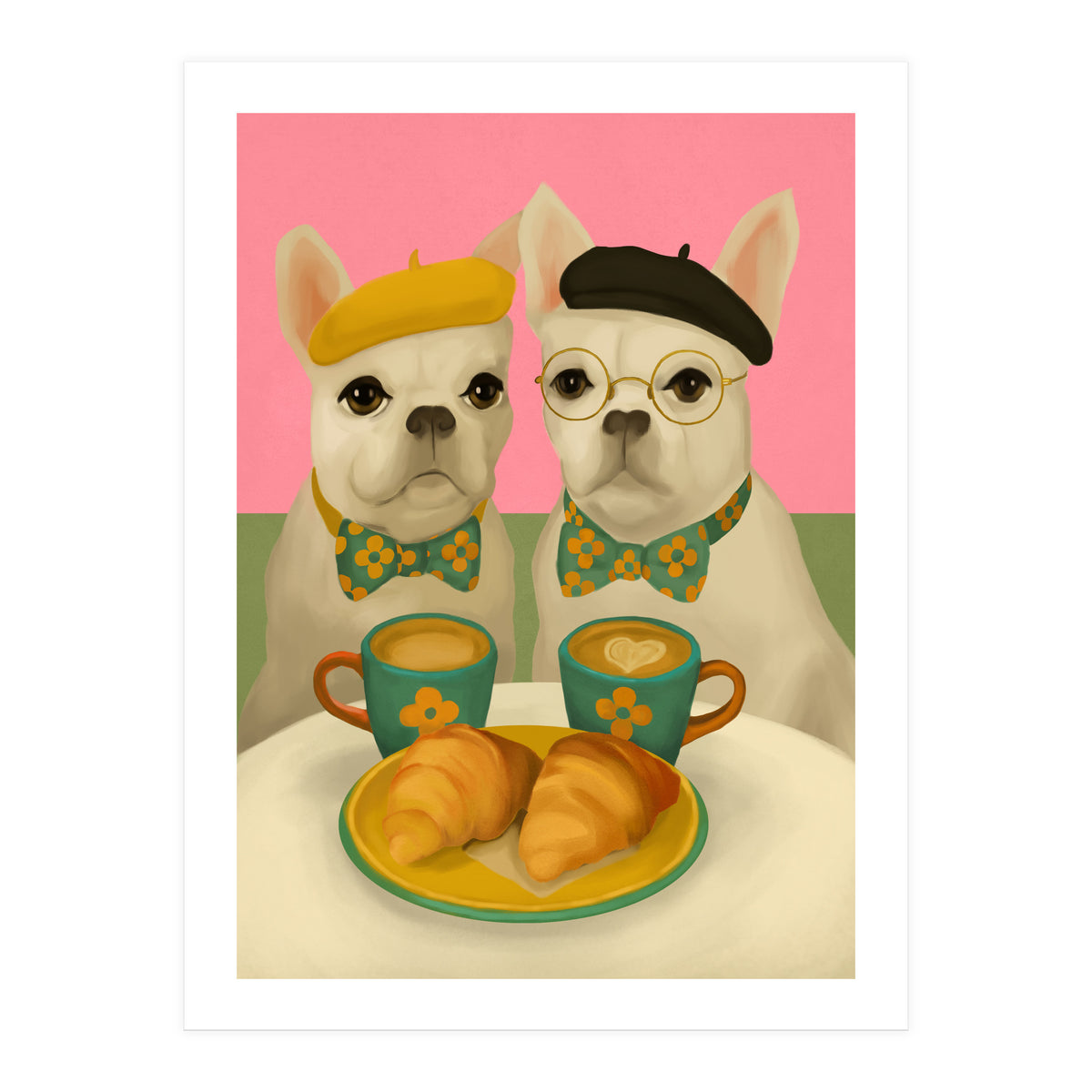 French Bulldogs At Breakfast Café (Print Only)