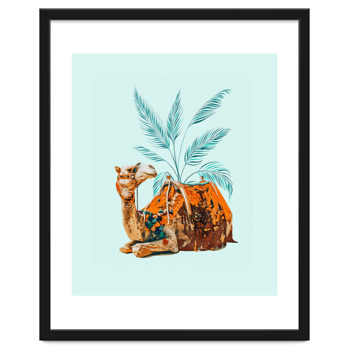 Camel Ride, Modern Bohemian Eclectic Animals, India Culture Travel Palm Desert Painting
