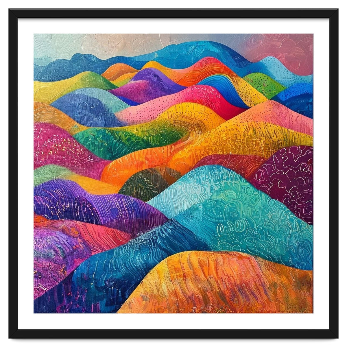 Vibrant Rainbow Rolling Hills Landscape