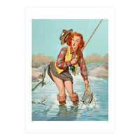 Sexy Pinup Girl On Fishing Accident (Print Only)