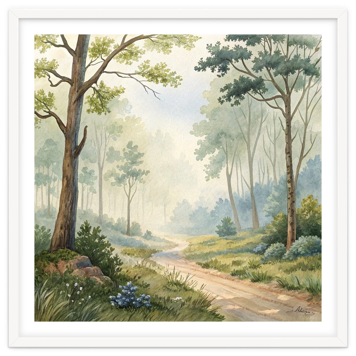 Atmospheric Forest Watercolor Painting