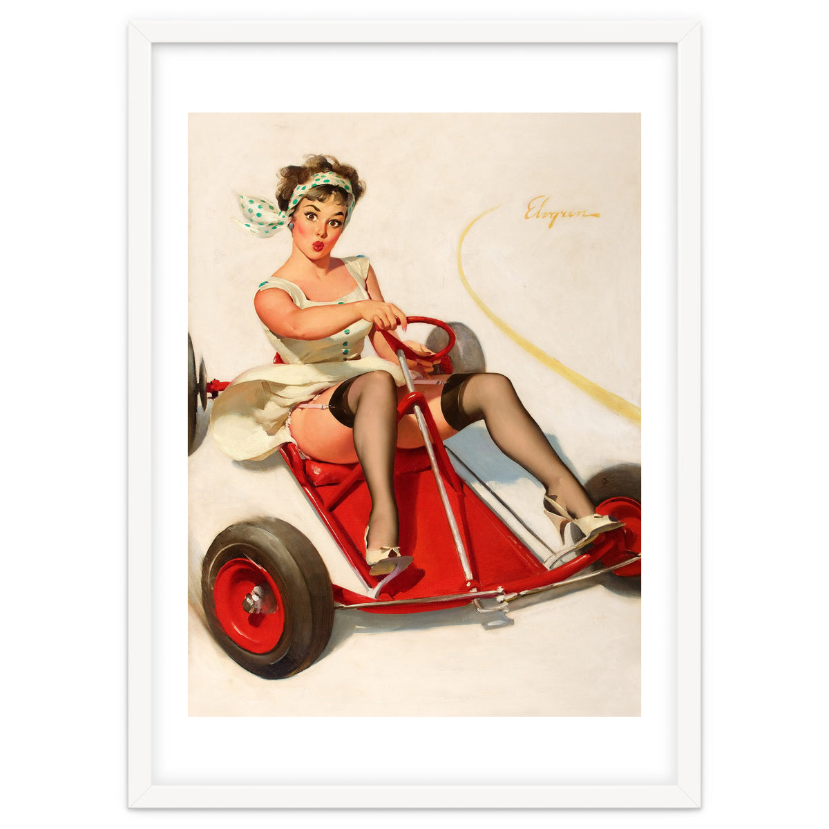 Pinup Sexy Girl On A Go Cart Car