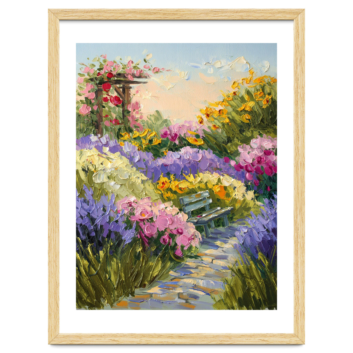 Serene Summer Garden Path Oil Painting