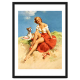 Sexy Pinup Girl On The Beach With Her Dog thumbnail