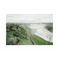 Tourists walking along the waterfall - Iceland (Print Only)