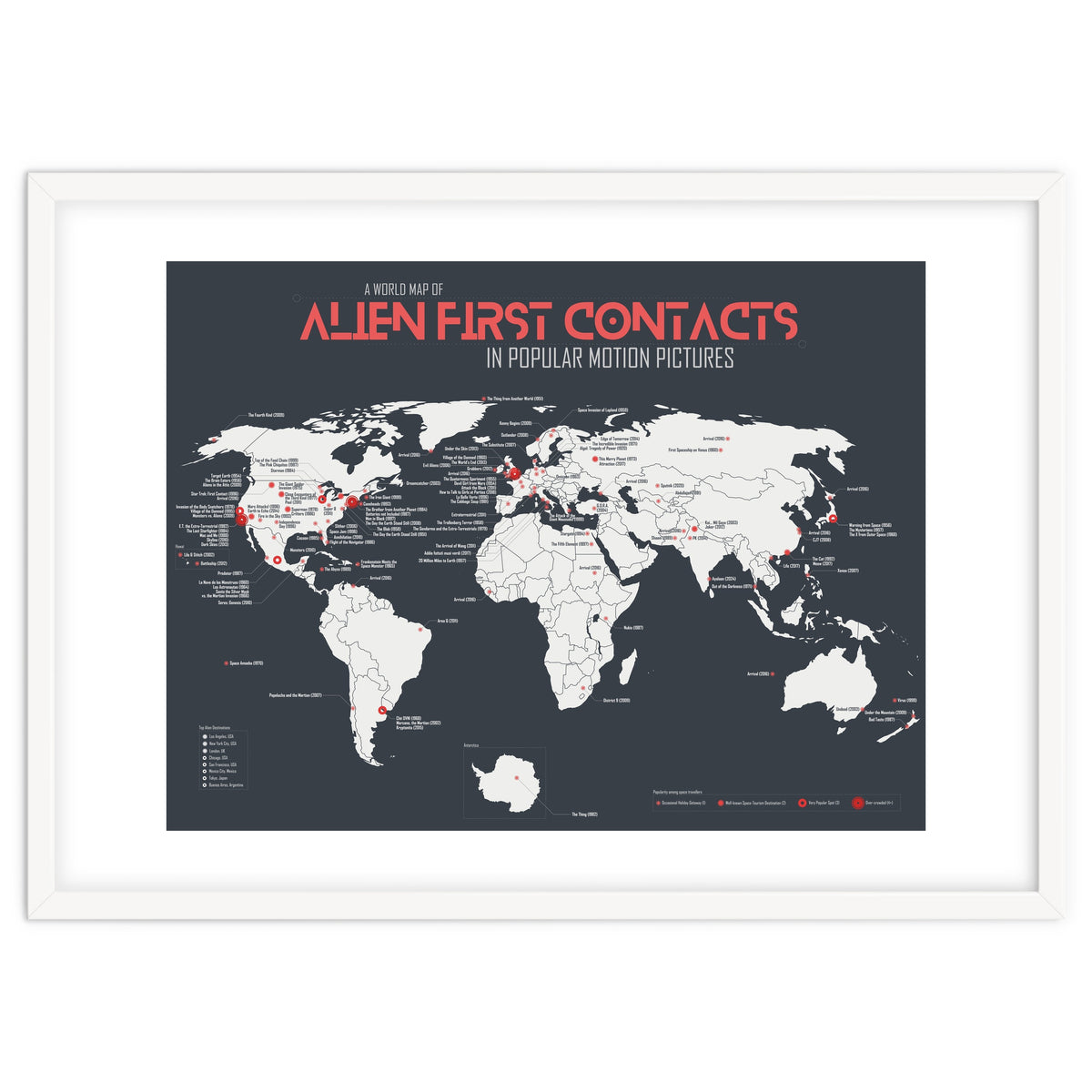 World Map of Alien First Contacts in Movies