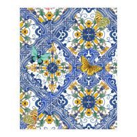 Sicilian Italian Tiles Butterflies And Flowers (Print Only)