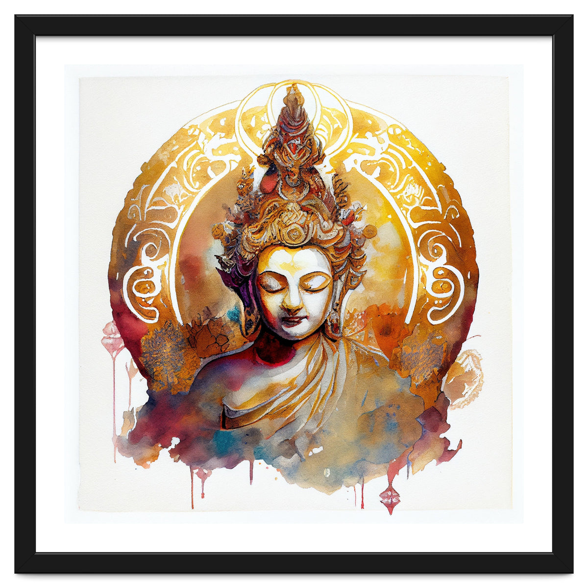 Golden Halo Buddha Portrait