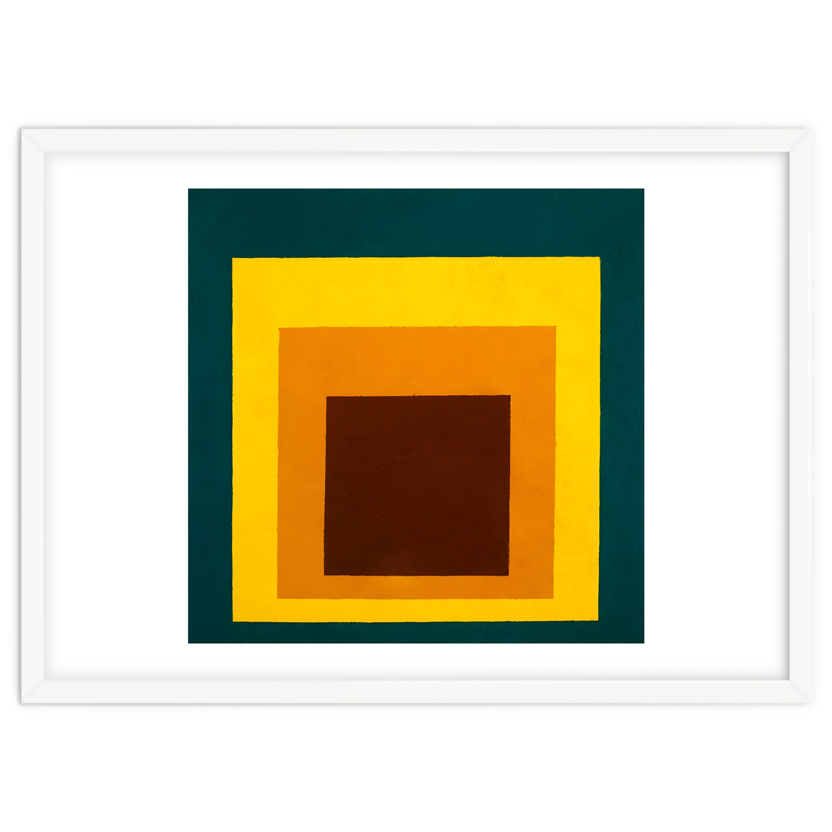 JOSEF ALBERS - HOMAGE TO THE SQUARE DARK GREEN YELLOW ORANGE BROWN