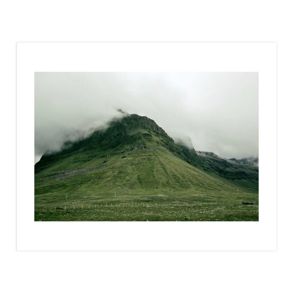 Green mountain covered in clouds - Iceland (Print Only)