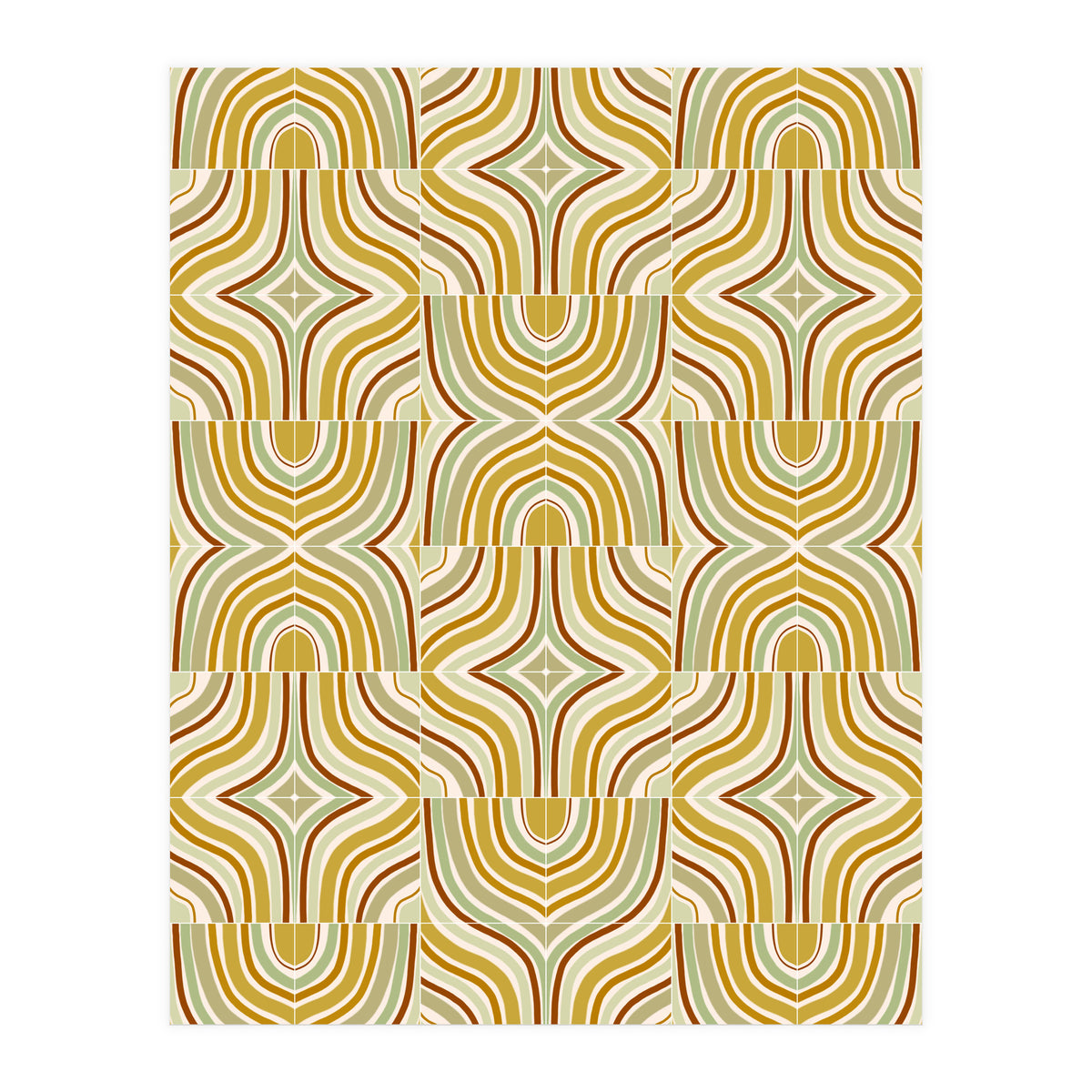 Ochre Retro Marbled Tiles (Print Only)