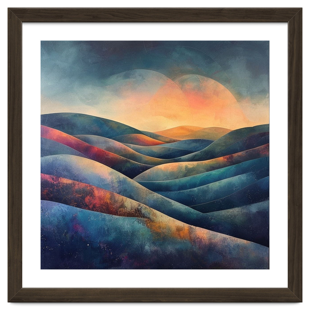 Abstract Ethereal Rolling Hills at Sunset