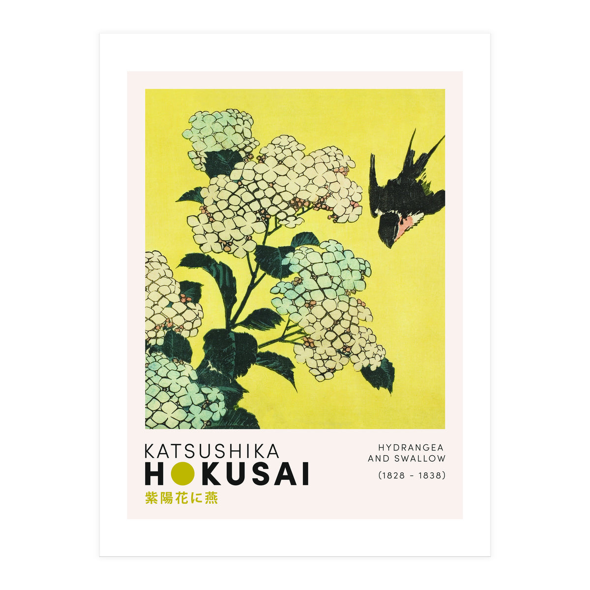 Katsushika Hokusai - Hydrangea and swallow (Print Only)
