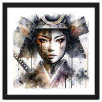 Ink Veil Asian Warrior Woman Portrait