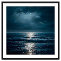 Ethereal Moonlight Over Midnight Ocean Waves
