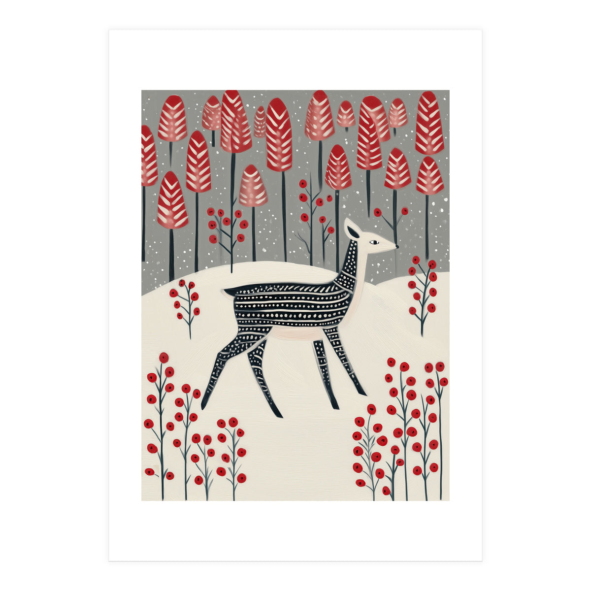 Fawn in a Winter Landscape (Print Only)