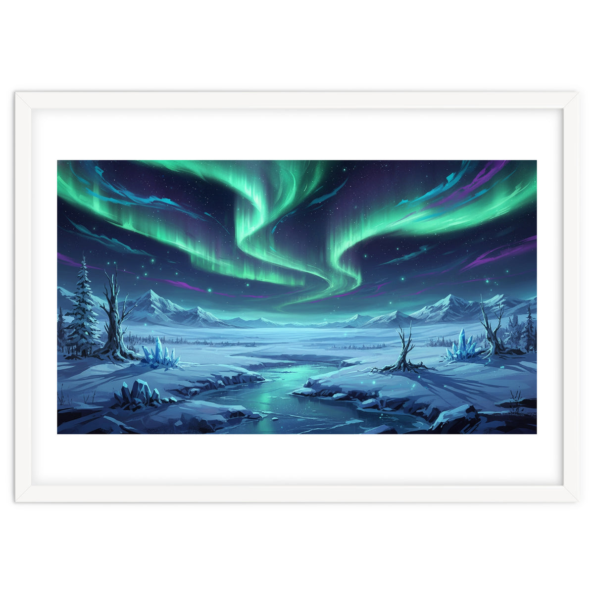 Arctic Glow: Northern Lights Winter Landscape