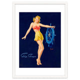 Pinup Girl Is Posing With A Steering Wheel thumbnail