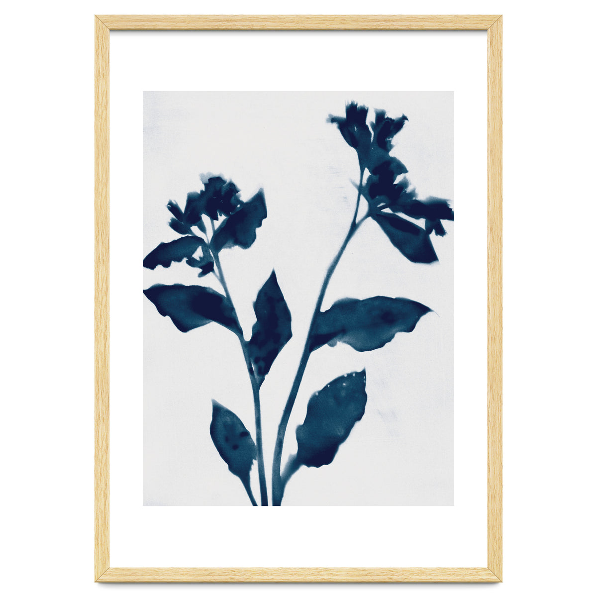 Indigo Blue Flower Silhouette 2