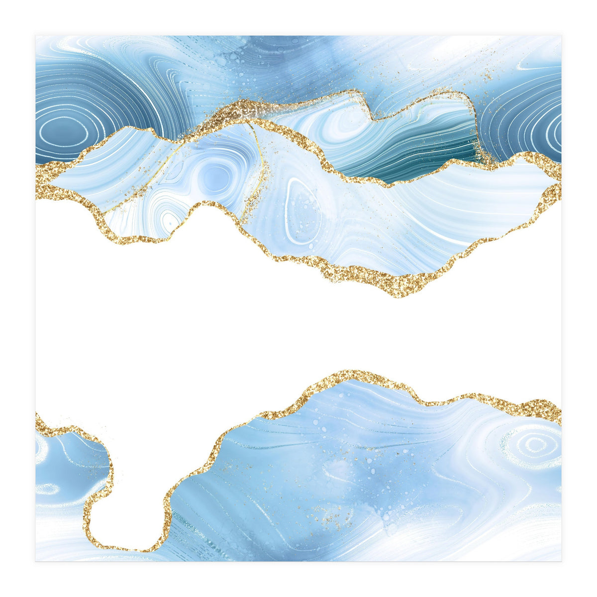 Blue & Gold Glitter Agate Texture 06  (Print Only)
