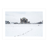 Footprints and house in winter snowscape (Print Only) thumbnail