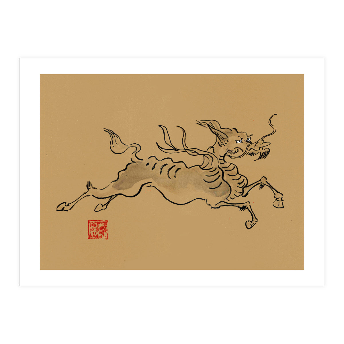 Kirin On Brown Paper (Print Only)