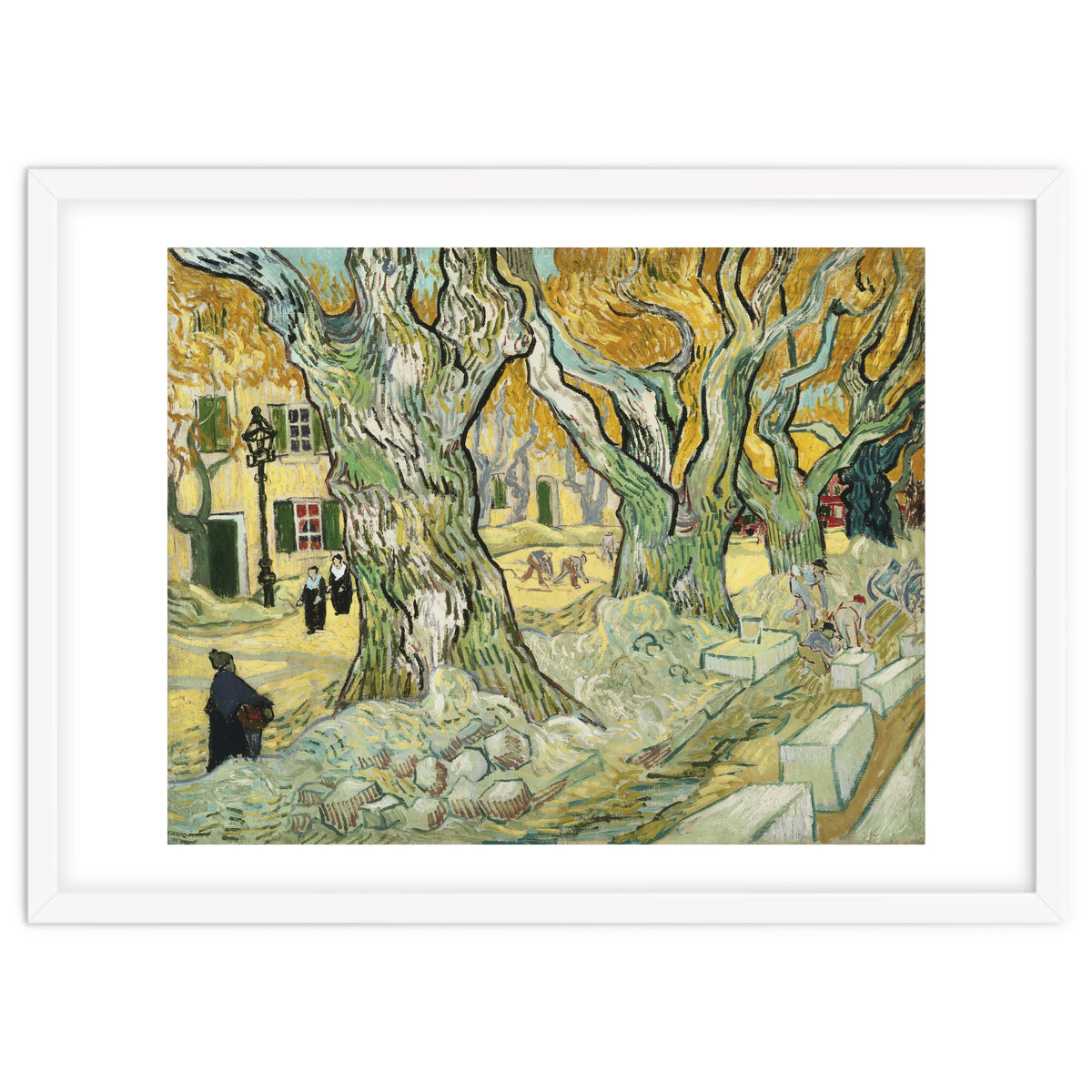 VINCENT VAN GOGH: The Road Menders. Date/Period: 1889. Painting. Oil on canvas.