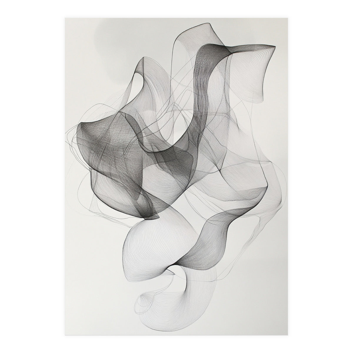 Abstract Black And White Swirling Lines Art (Print Only)