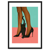 Woman In Heels With Black Cat