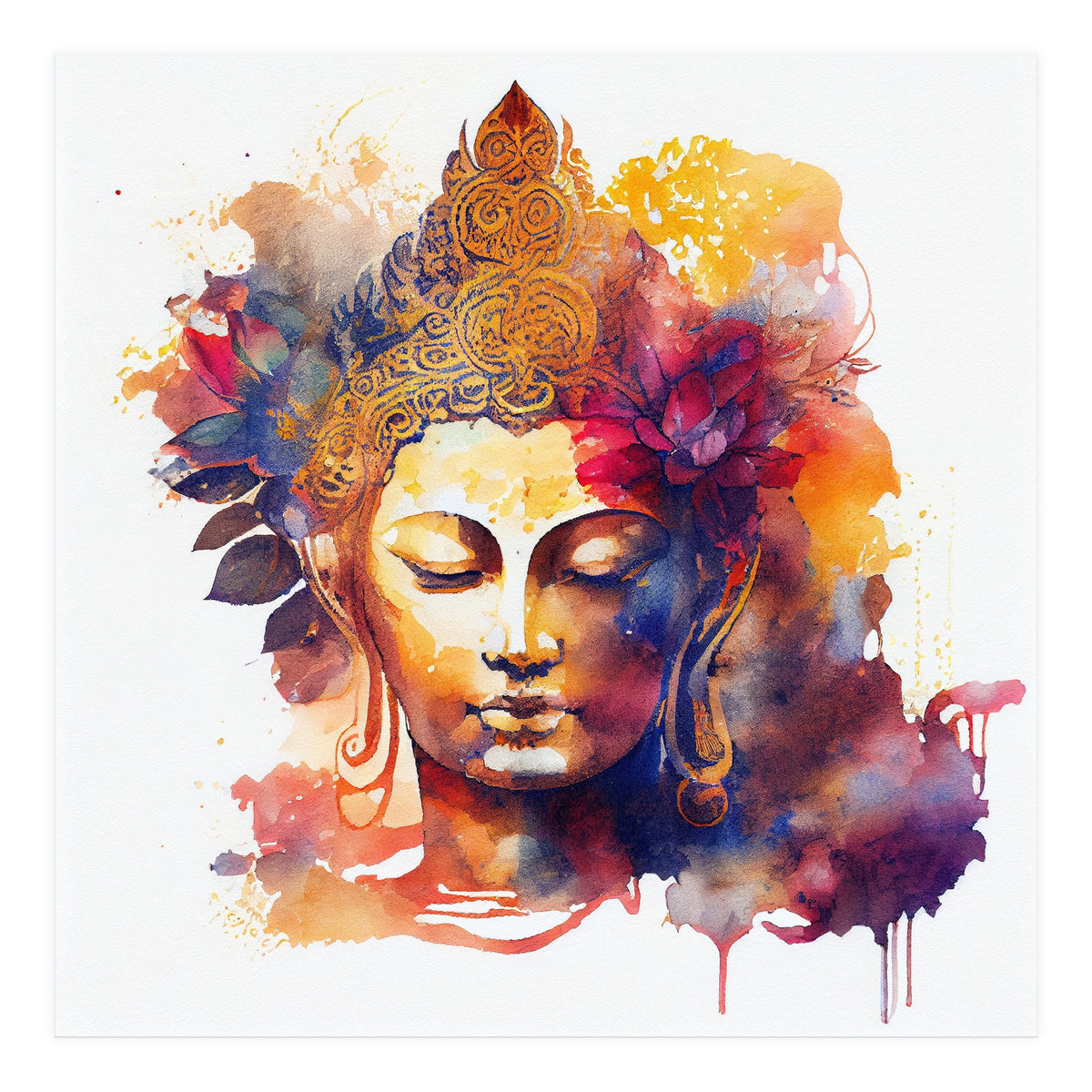Lotus Bloom Buddha Portrait (Print Only)