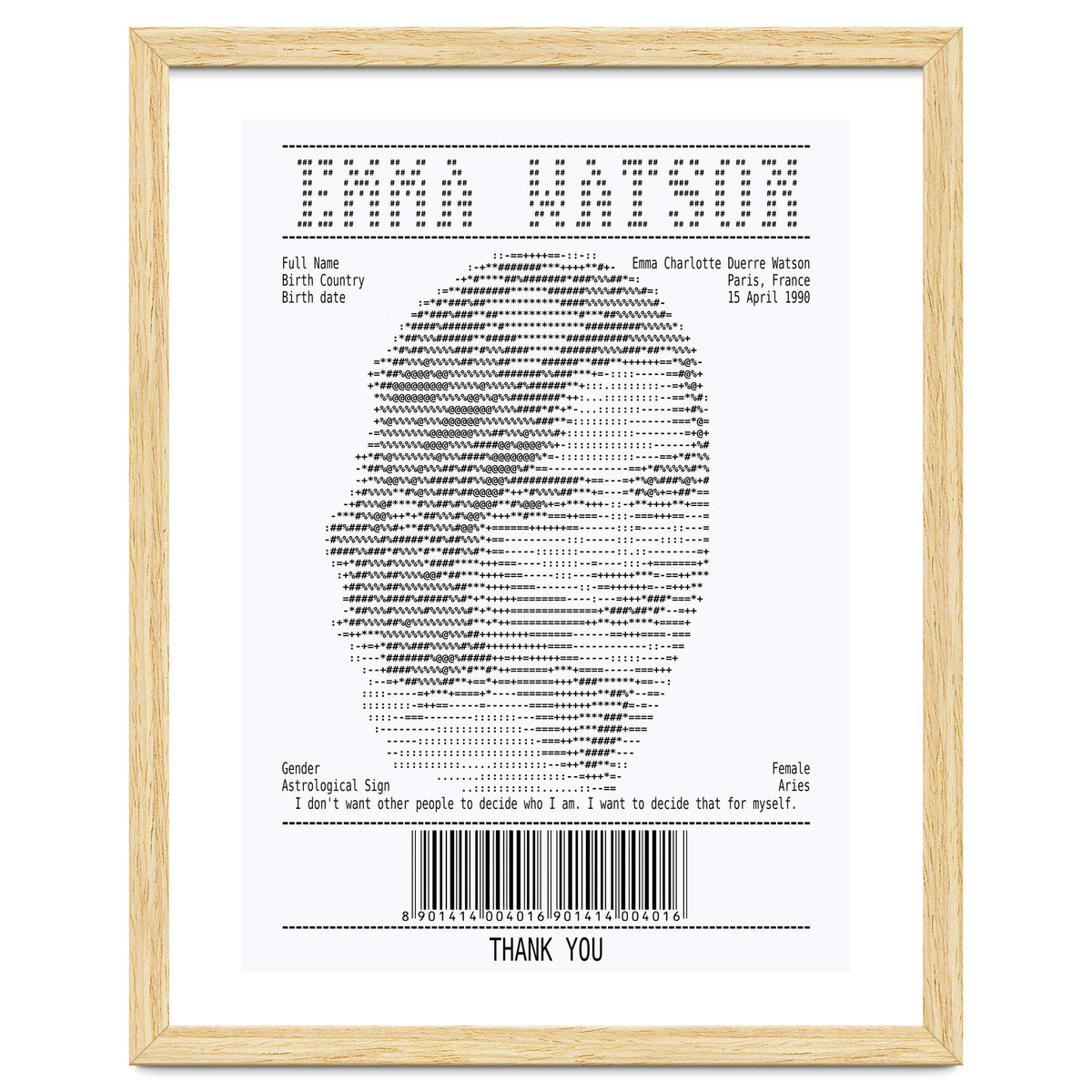 Receipt Art Emma Watson