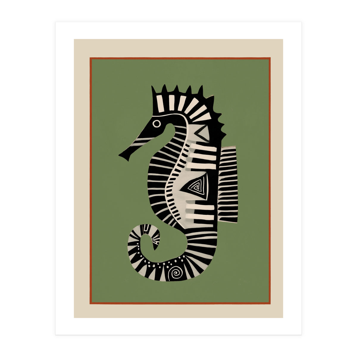 Striped Seahorse I (Print Only)