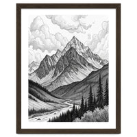 Majestic Alpine Mountain Range Sketch