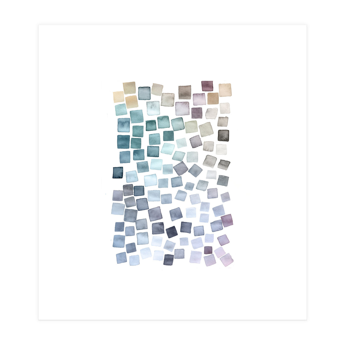 Watercolor Geometric Square Shapes Cozy (Print Only)