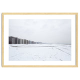 Traces of driving a car on a snowy coast thumbnail
