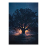 Ancient Mystical Oak Silhouette at Twilight with Ethereal Wisps (Print Only) thumbnail