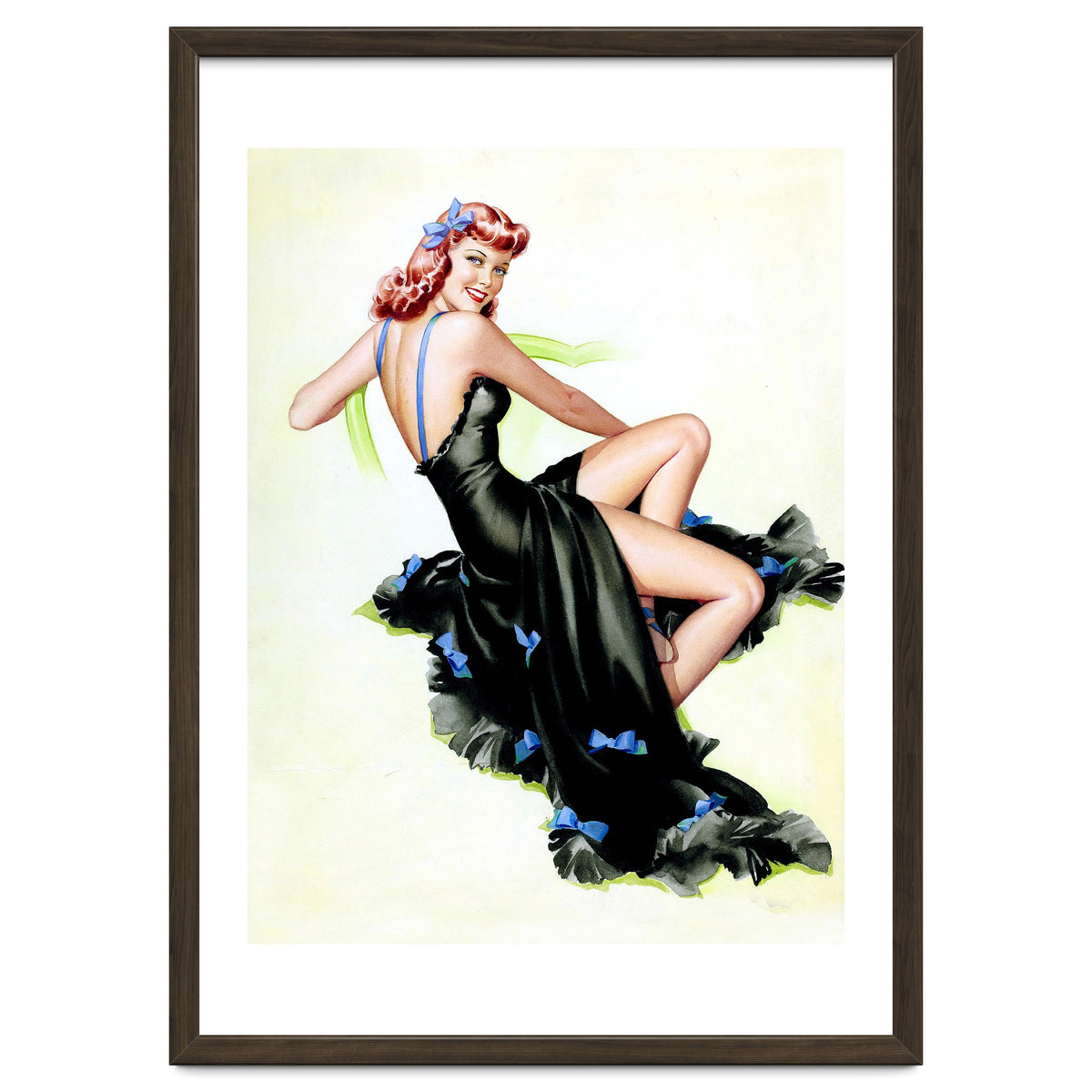 Pinup Girl Posing In Black Dress