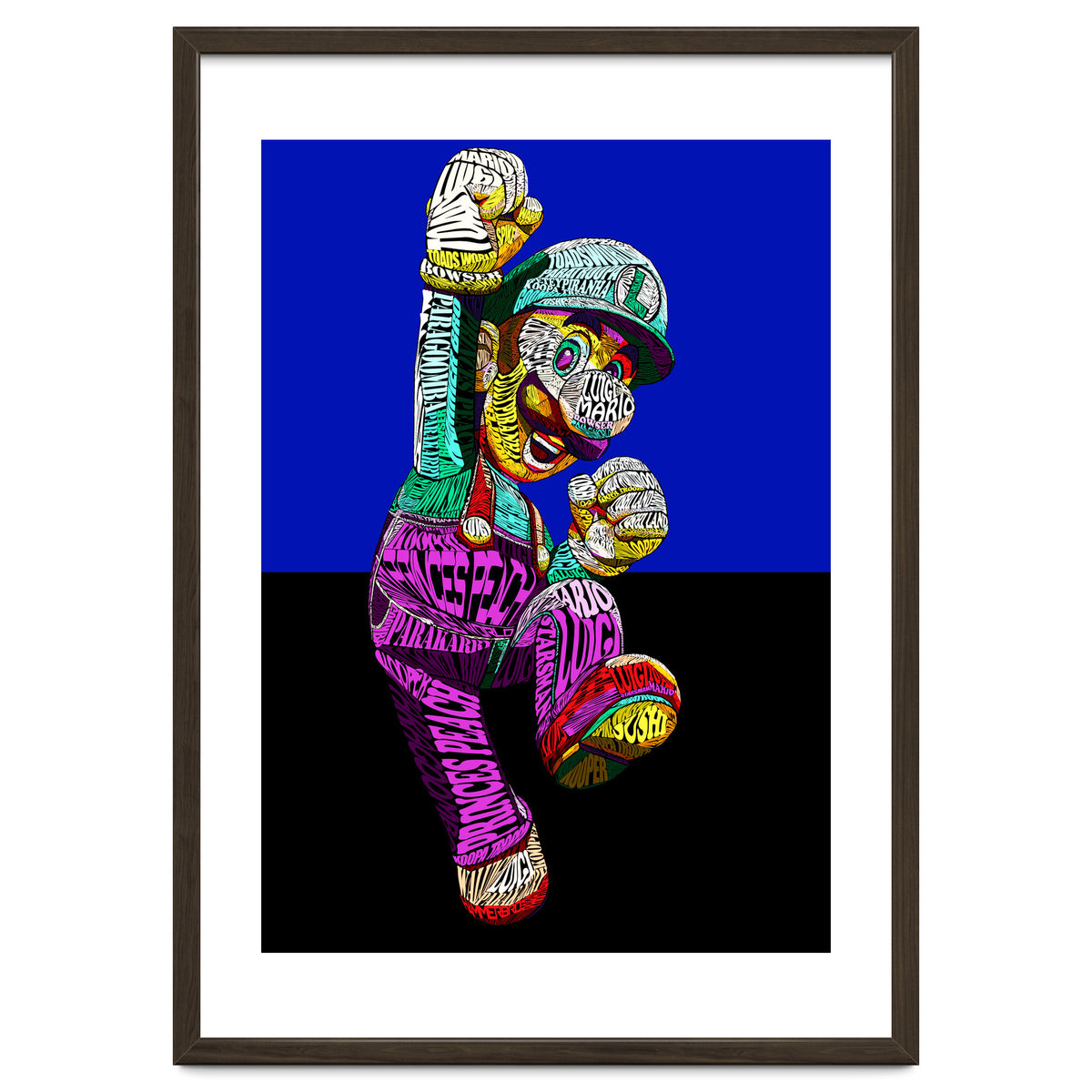 Mario Luigi Typo Style Cartoon Pop Art