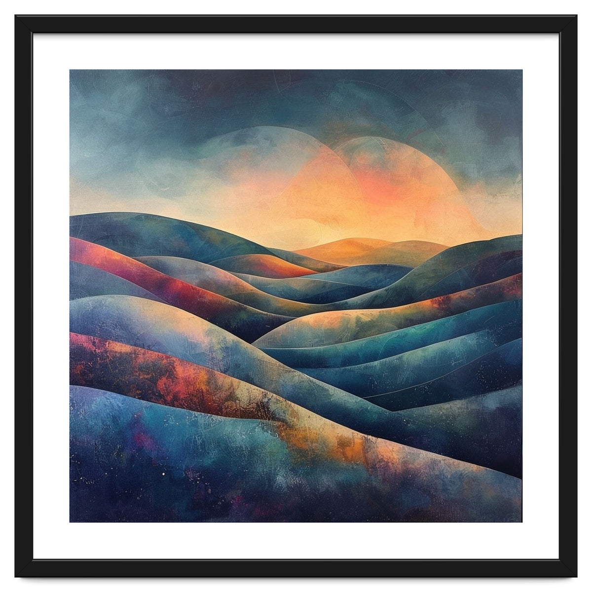 Abstract Ethereal Rolling Hills at Sunset