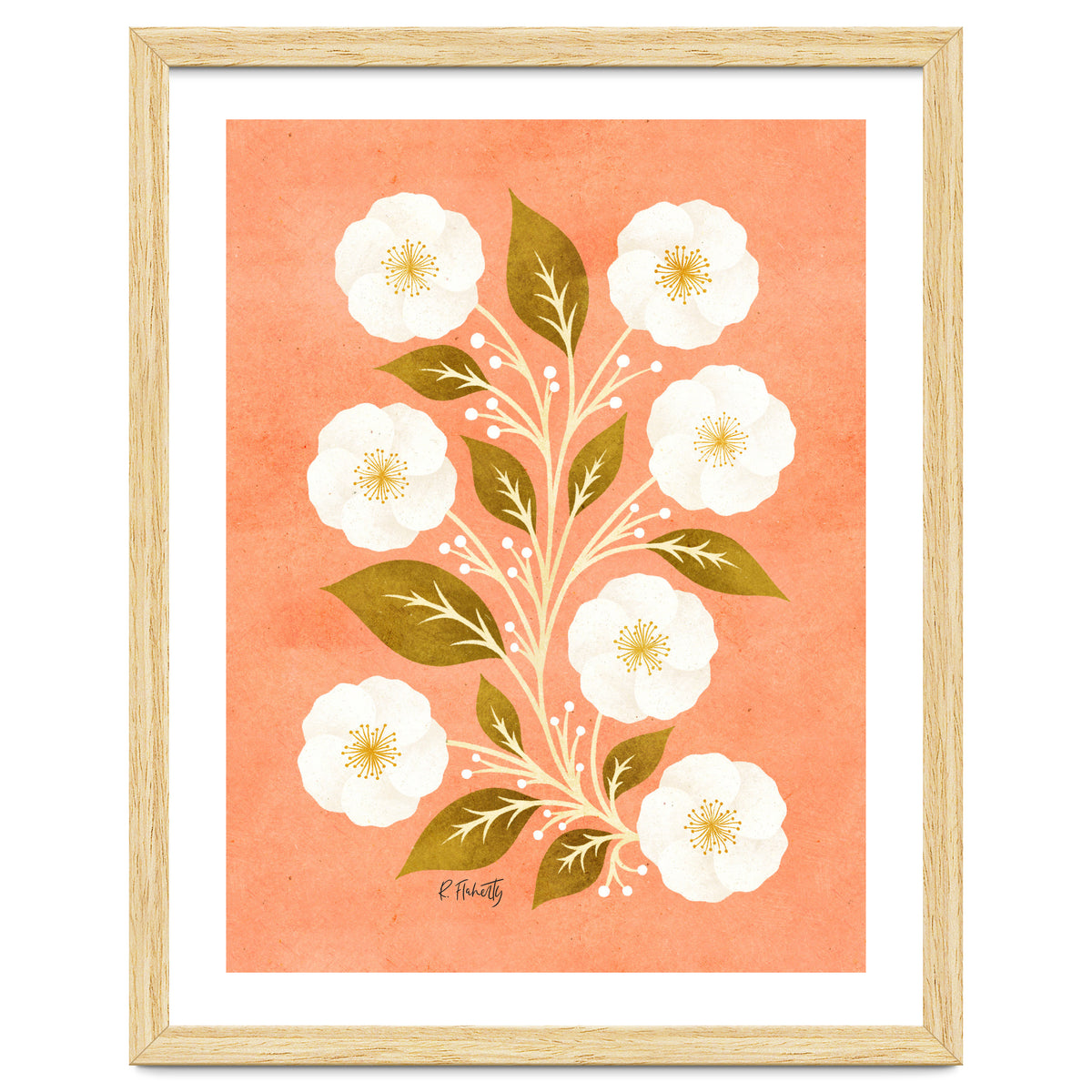Peach, Ochre And Ivory Floral