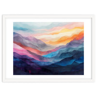 Vibrant Abstract Watercolor Mountain Landscape