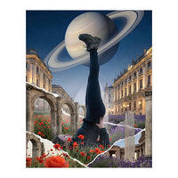 Cosmic Balance: Surreal Yoga in Ancient Dreamscapes (Print Only)