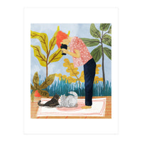 Saturday Afternoon | Cat Mom Pets Photography | Animals Kitten Picnic Watercolor Painting (Print Only)