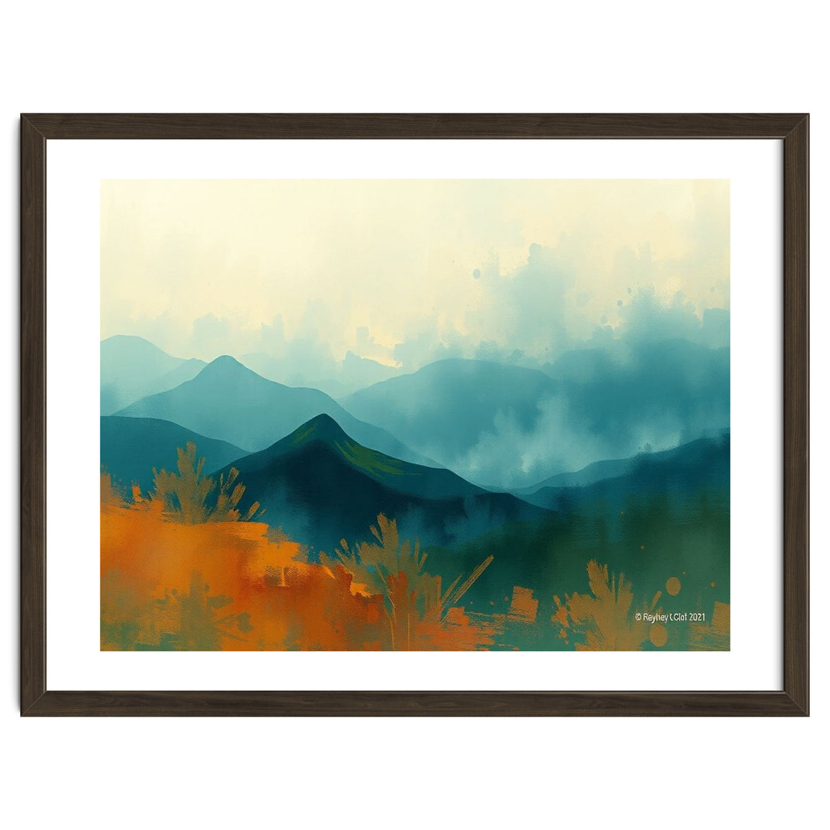 Long Title Misty Blue Mountain Range Landscape