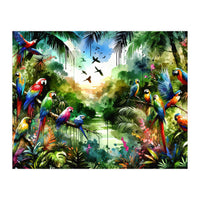 Watercolor Tropical Birds In The Jungle (Print Only)