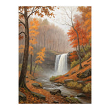 Serene Autumn Waterfall in Misty Forest (Print Only) thumbnail